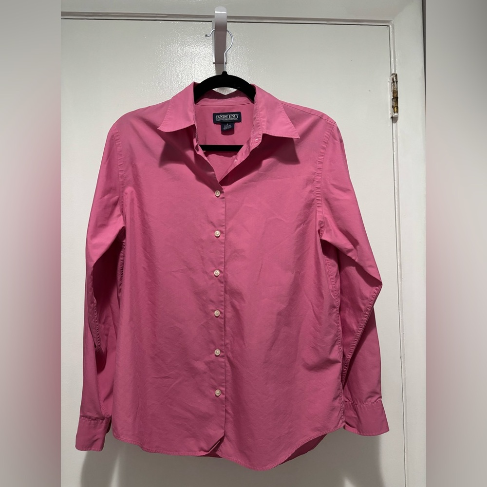 Lands' End Pink Button-Down Shirt Size 8